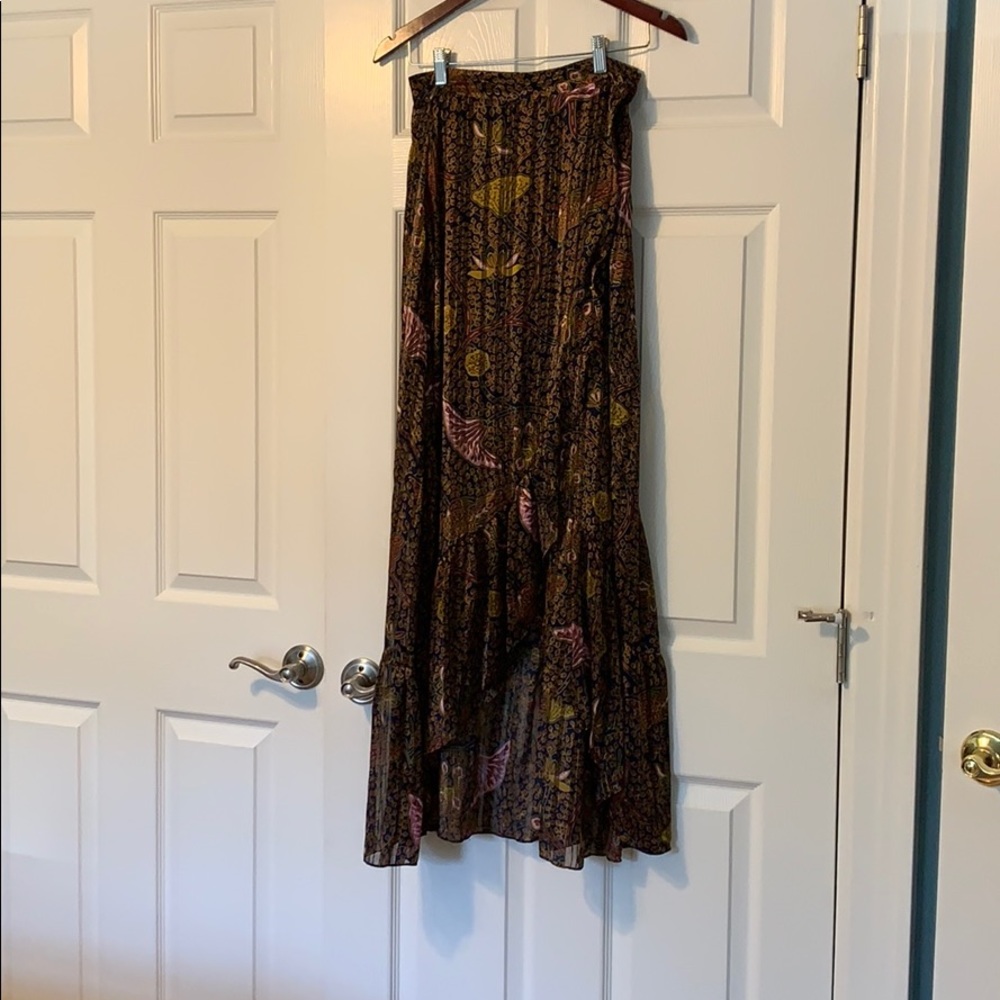 ba&sh Partterned wrap around hi-lo Maxi Skirt